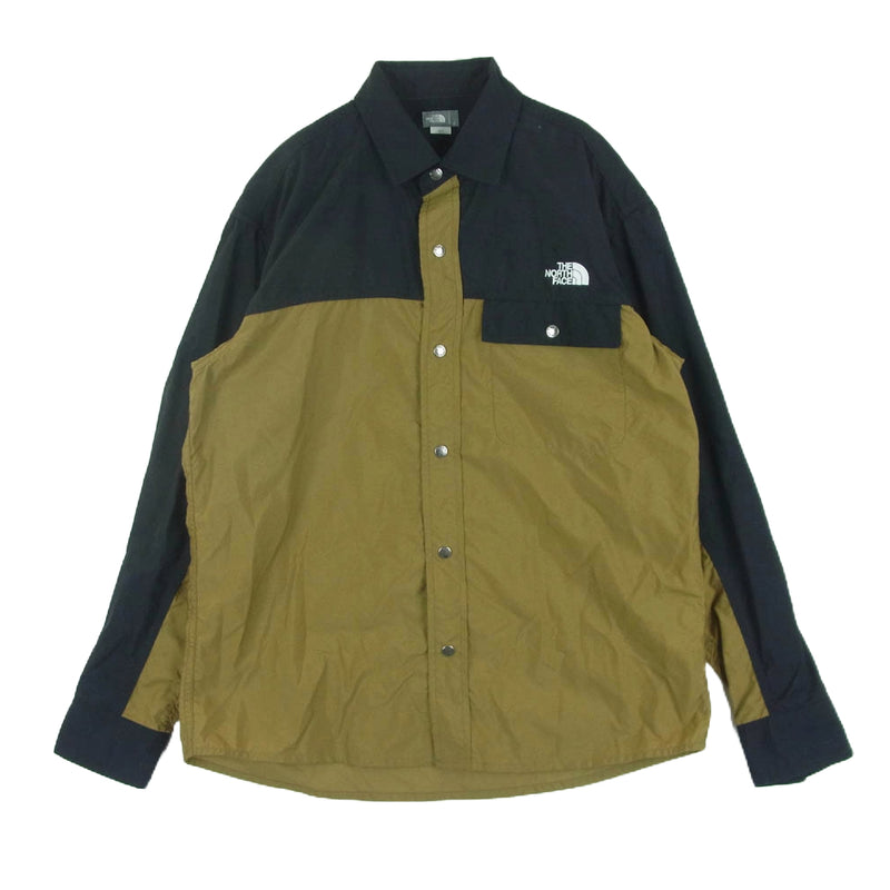 THE NORTH FACE ノースフェイス NR11961 L/S Nuptse Shirt ヌプシ 長袖 シャツ ベトナム製 カーキ系 ブラック系 S【中古】