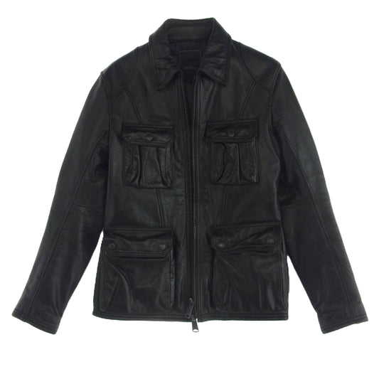 TETE HOMME テットオム 1141906-1 カウレザー ジップ シングル ジャケット 中綿 ブルゾン ブラック系 6【中古】