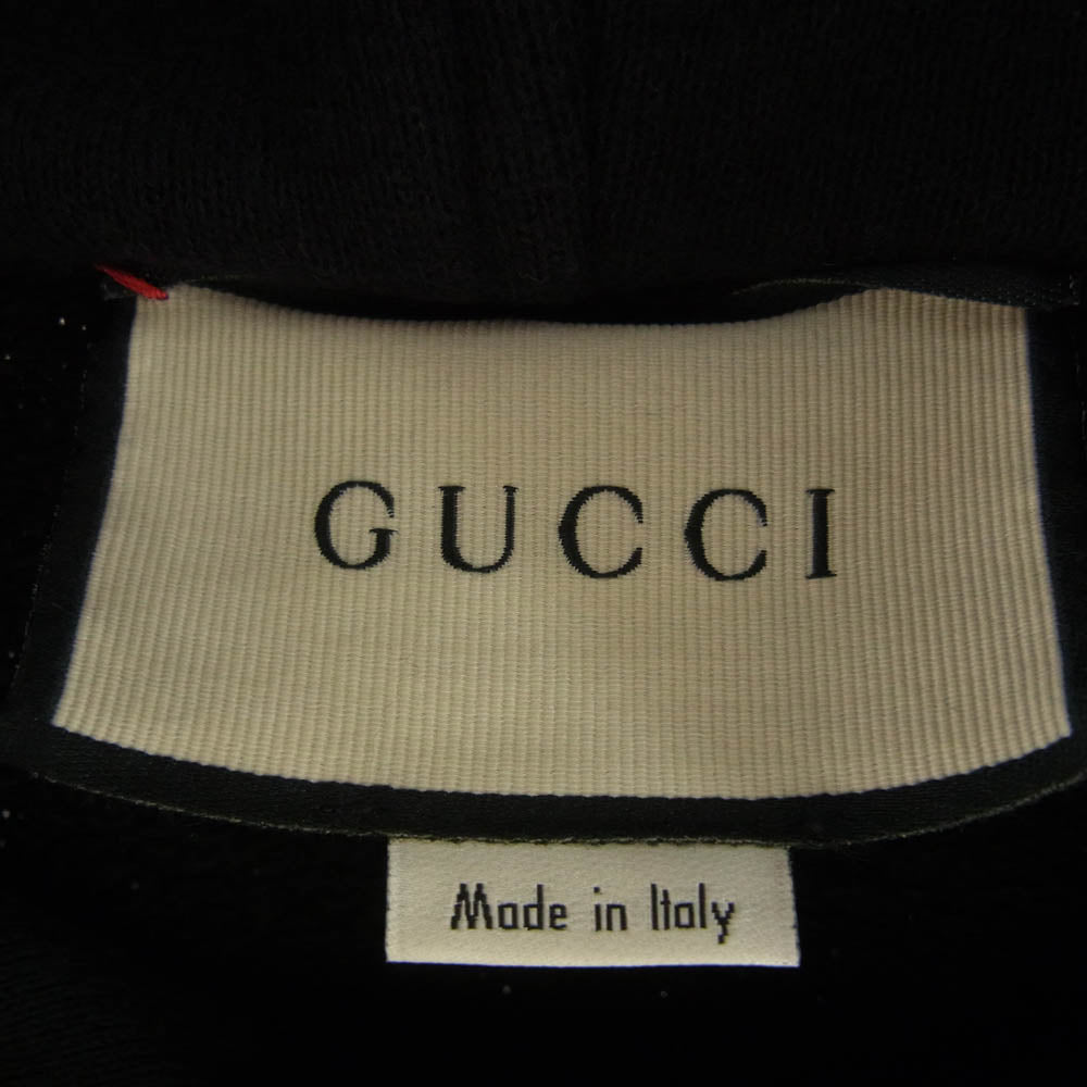 GUCCI グッチ 454585 ダメージ ヴィンテージ 加工 フロント ロゴ プルオーバー パーカー ブラック系 L【中古】