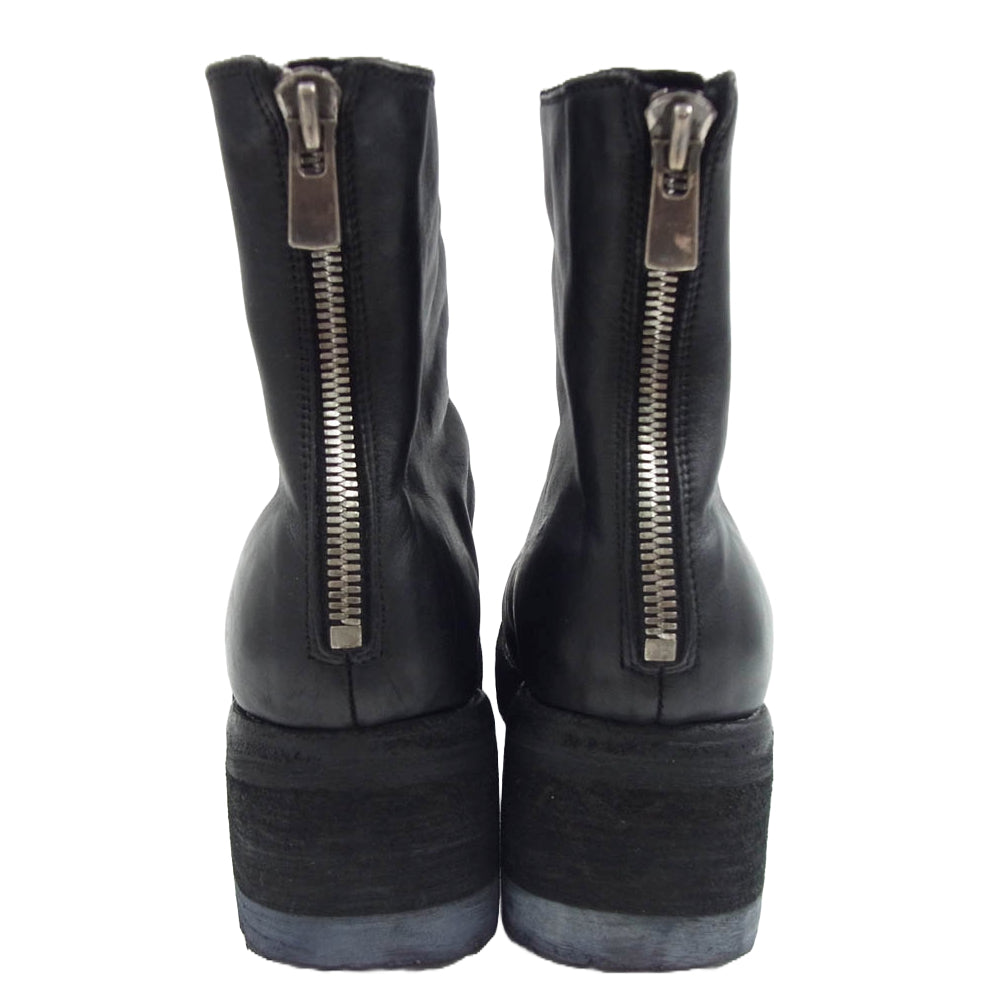 グイディ 9086V Back Zip 馬革 バック ジップ スクエアトゥ ブーツ ブラック系 42.5【中古】