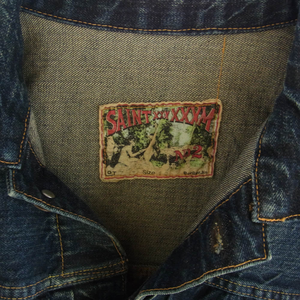 SAINT MICHAEL セントマイケル 24SS SM-YS8-0000-C72 DENIM JACKET FIRST 1st ヴィンテージ加工 berberjin ベルベルジン ファースト Gジャン デニム ジャケット インディゴブルー系 L【中古】