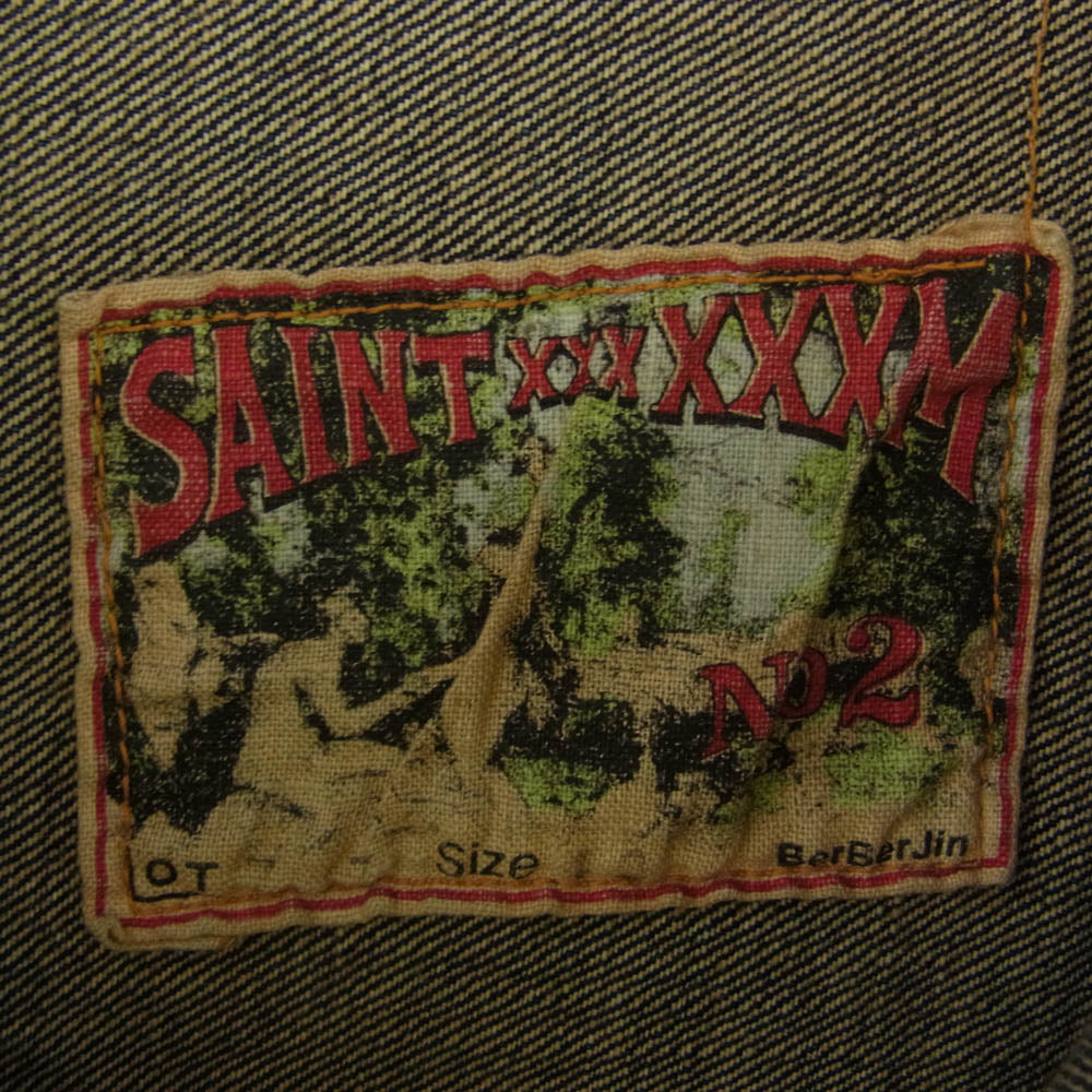 SAINT MICHAEL セントマイケル 24SS SM-YS8-0000-C72 DENIM JACKET FIRST 1st ヴィンテージ加工 berberjin ベルベルジン ファースト Gジャン デニム ジャケット インディゴブルー系 L【中古】