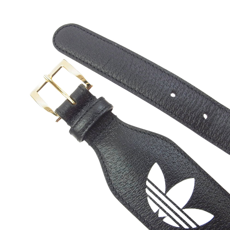 GUCCI グッチ 625854 U4DAG 1061 ADIDAS アディダス ホースビット ロゴプリント レザー ベルト 80cm ブラック系 80cm【新古品】【未使用】【中古】