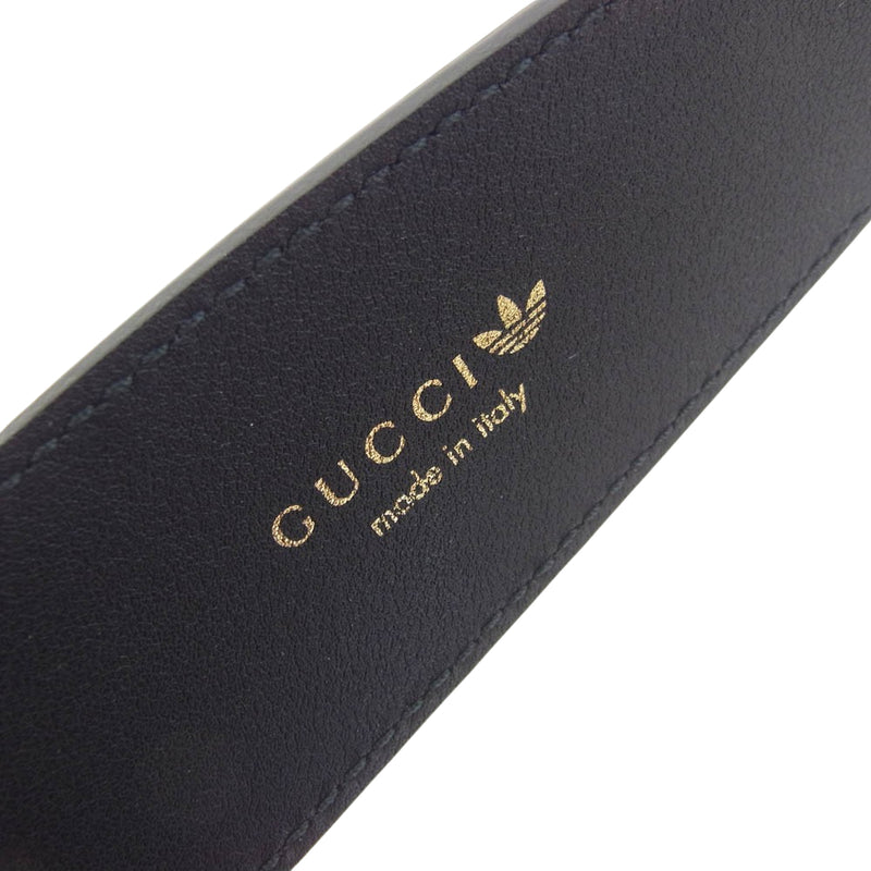 GUCCI グッチ 406831 U4DAT 1061 ADIDAS アディダス GG MARMONT GGマーモント レザー ベルト ゴールド金具 65cm ブラック系【新古品】【未使用】【中古】