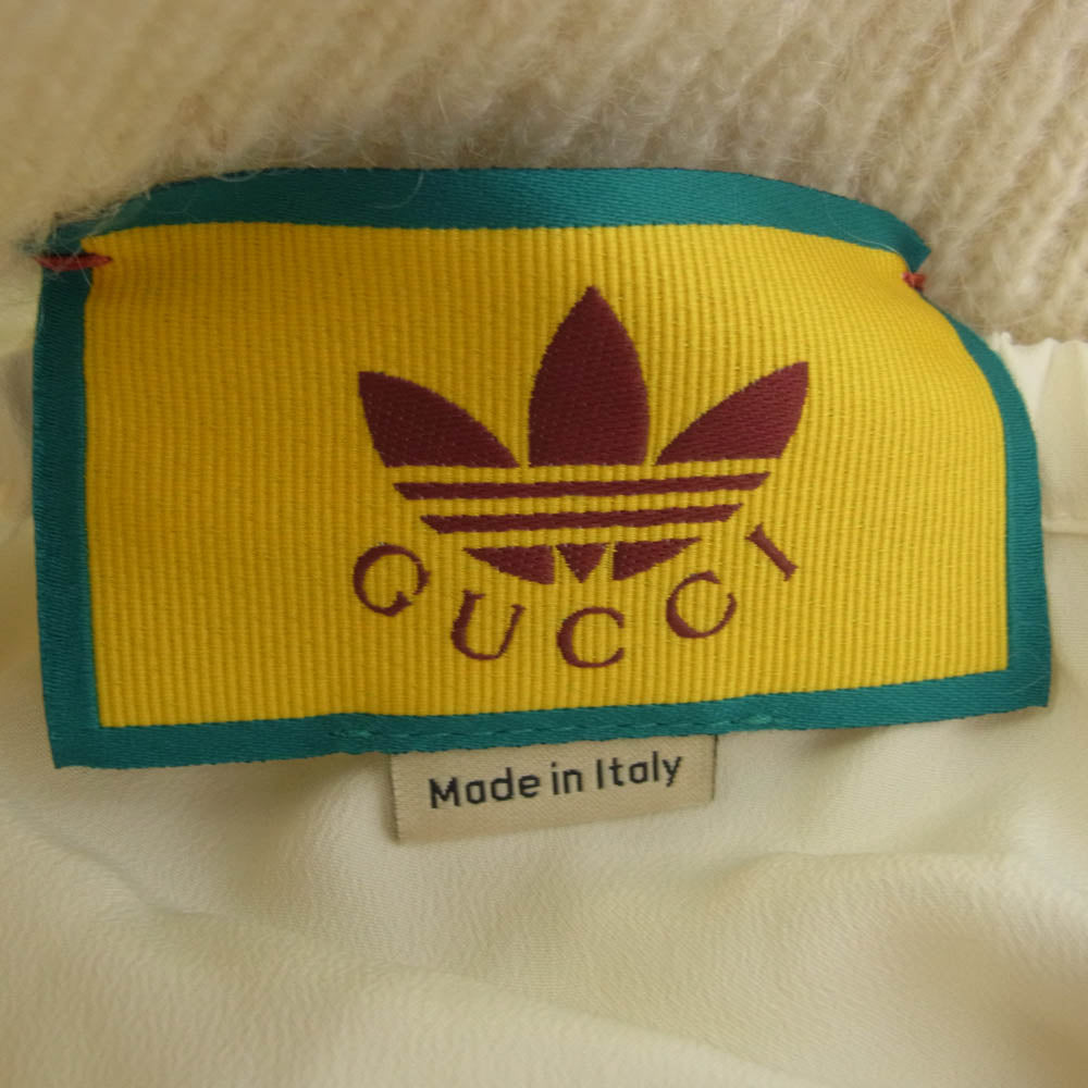 GUCCI グッチ 713024 XKCMO 9791 ADIDAS アディダス サイドライン カシミヤ混 モヘア モヘヤ ニット ジョギングパンツ オフホワイト系 XL【極上美品】【中古】