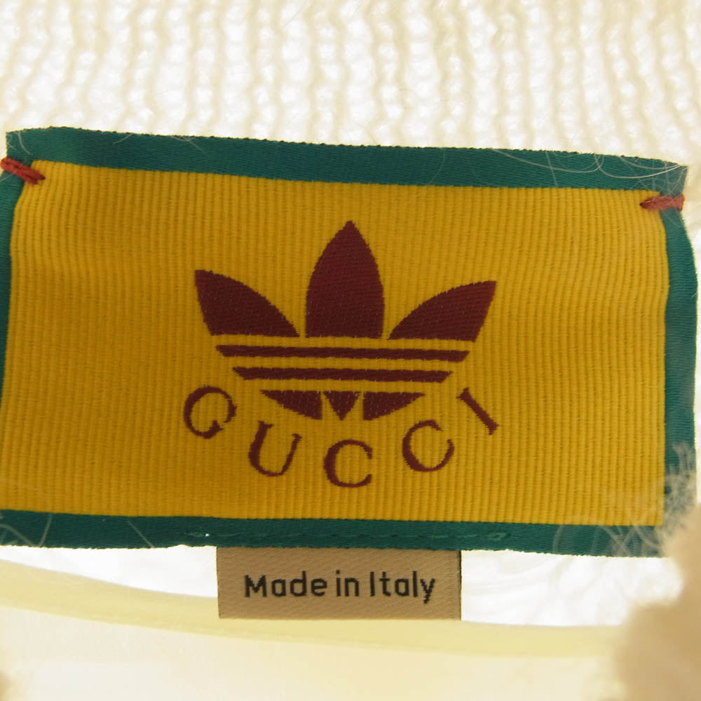 GUCCI グッチ 713023 XKCMO 9791 ADIDAS アディダス サイドライン カシミヤ混 モヘア モヘヤ ニット ショート セーター オフホワイト系 XS【極上美品】【中古】