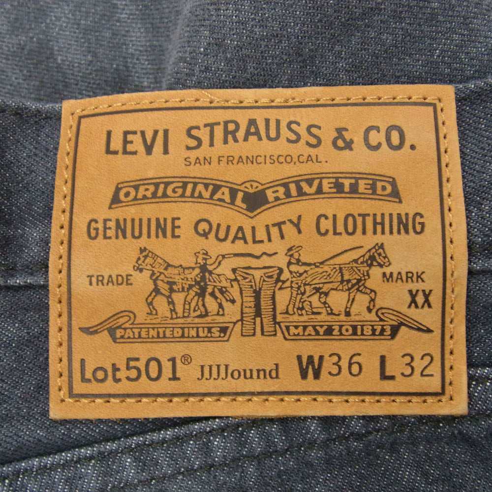 Levi's リーバイス 24AW × JJJound 501 Grey Stonewash denim pants ストーン ウォッシュ デニム パンツ ボタンフライ 刻印5286 ブラック系 36【極上美品】【中古】