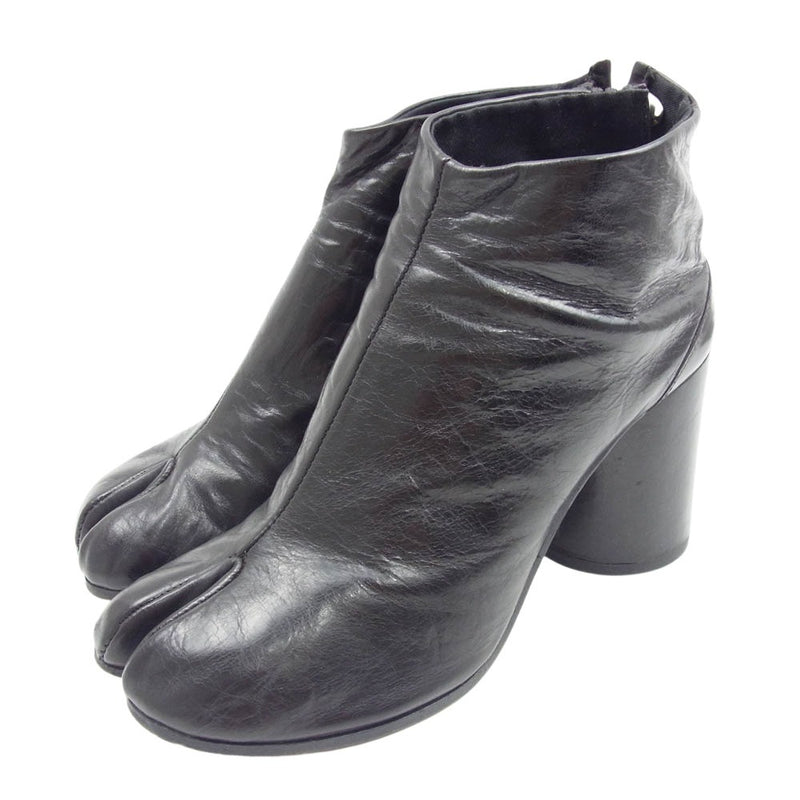 MAISON MARGIELA メゾンマルジェラ TABI BOOTS 足袋ブーツ レザー アンクルブーツ ブラック系 38【中古】