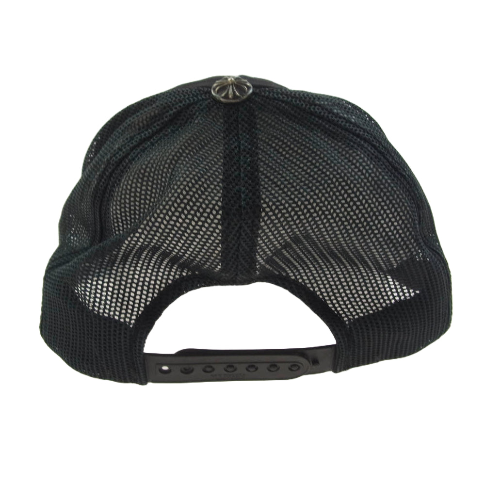 CHROME HEARTS クロムハーツ（原本無） TRUCKER CAP レザー セメタリークロスパッチ メッシュ トラッカー キャップ ブラック系【中古】