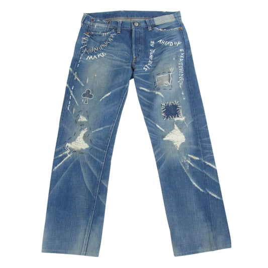 Levi's リーバイス 66501 J22 j31774 0206 Wネーム エクストリームカスタマイズド FULL RIDE リペア加工 デニムパンツ ジーンズ インディゴブルー系【中古】