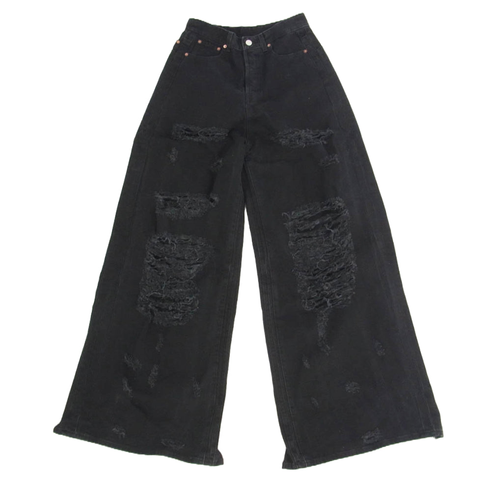 VETEMENTS ヴェトモン UE54240B Destroyed Baggy Jeans デストロイ クラッシュ加工 オーバーサイズ バギー デニムパンツ ジーンズ ブラック系 28【中古】