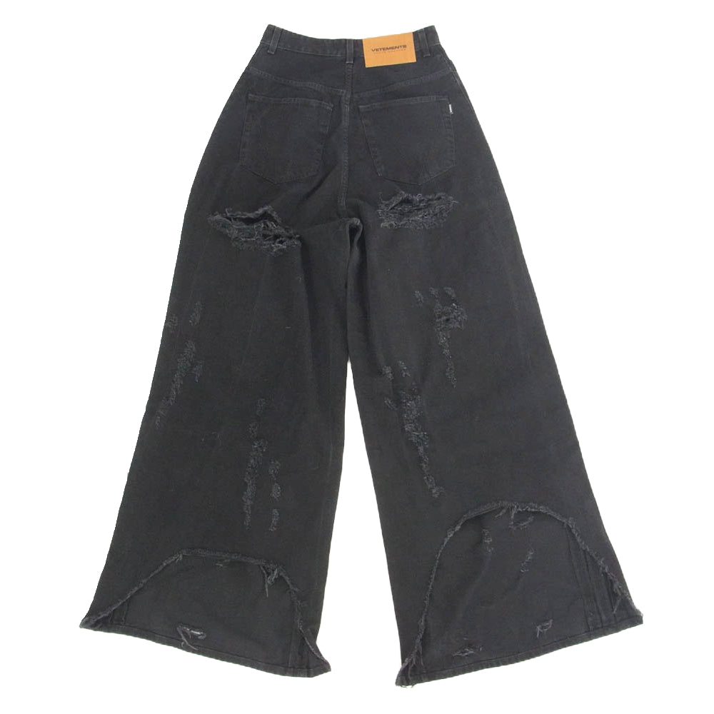 VETEMENTS ヴェトモン UE54240B Destroyed Baggy Jeans デストロイ クラッシュ加工 オーバーサイズ バギー デニムパンツ ジーンズ ブラック系 28【中古】