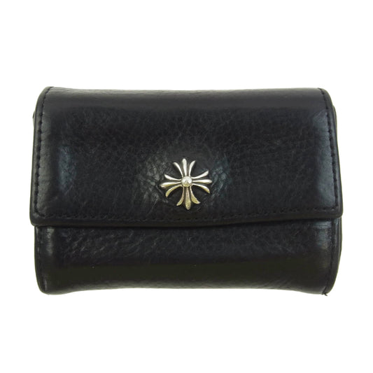 CHROME HEARTS クロムハーツ（原本無） TINY WALLET タイニーウォレット CHプラス レザー コンパクトウォレット 財布 ブラック系【中古】