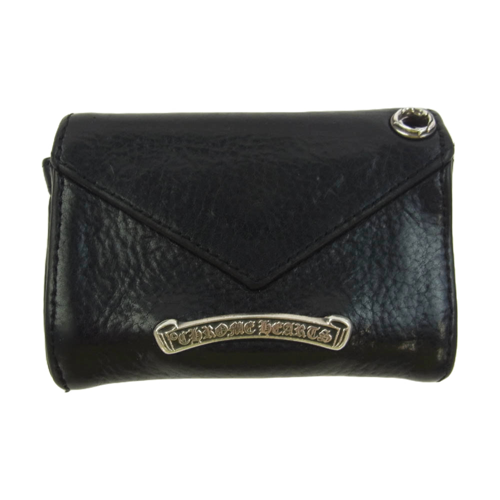 CHROME HEARTS クロムハーツ（原本無） TINY WALLET タイニーウォレット CHプラス レザー コンパクトウォレット 財布 ブラック系【中古】