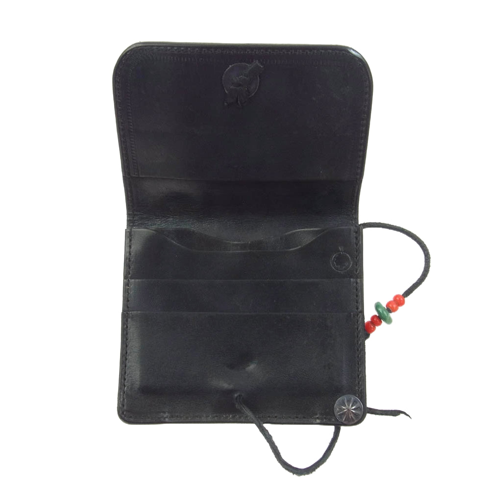 WINGROCK ウィングロック コンチョ コンパクト ミニ レザー ウォレット 財布 ブラック系【中古】