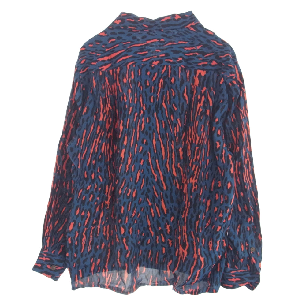 WACKO MARIA ワコマリア 24AW 24FWE-WMS-HI02 LEOPARD HAWAIIAN SHIRT L/S レオパード ハワイアン シャツ ネイビー系 ピンク系 S【中古】