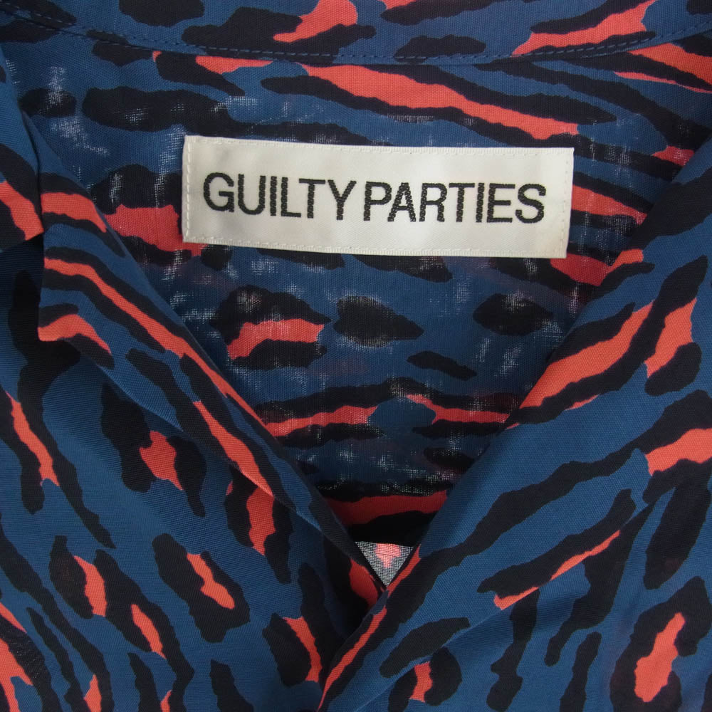 WACKO MARIA ワコマリア 24AW 24FWE-WMS-HI02 LEOPARD HAWAIIAN SHIRT L/S レオパード ハワイアン シャツ ネイビー系 ピンク系 S【中古】