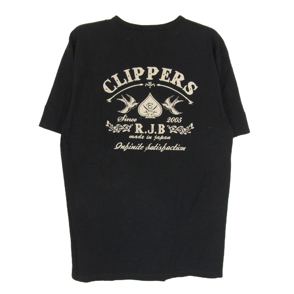 R.J.B アールジェイビー Vネック プリント ショートスリーブ 半袖 Tシャツ ブラック系 40【中古】