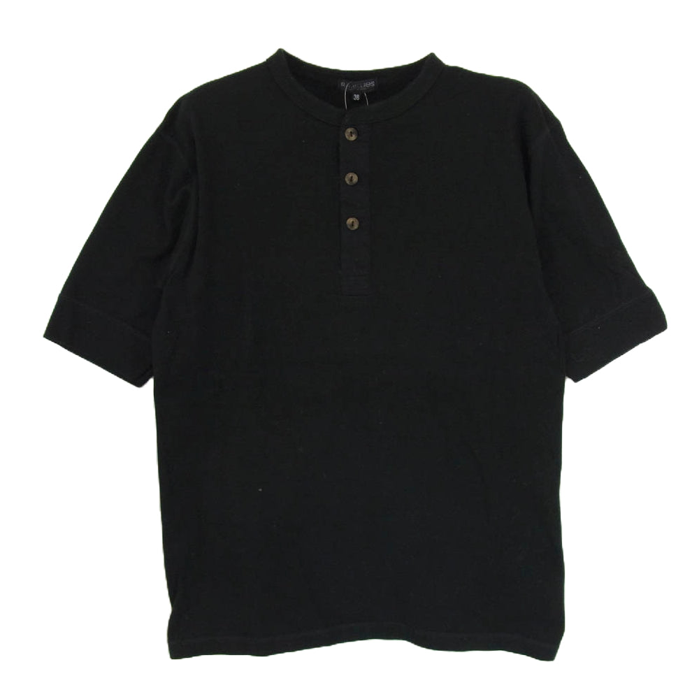 R.J.B アールジェイビー ヘンリーネック ショートスリーブ Tシャツ 半袖 カットソー ブラック系 38【中古】