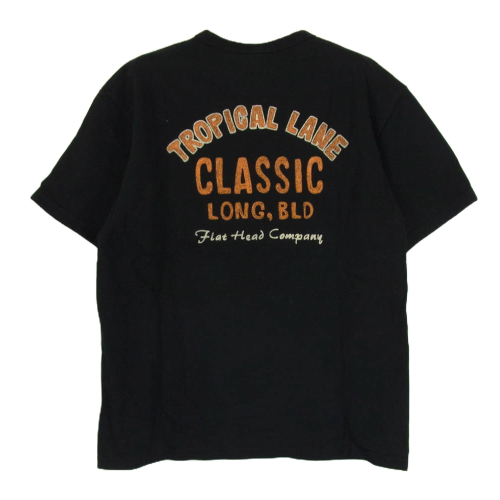 THE FLAT HEAD ザフラットヘッド 刺繍 ポケット 半袖 Tシャツ ブラック系 40【中古】