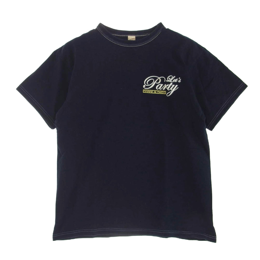 THE FLAT HEAD ザフラットヘッド Let's Party ロゴ 半袖 Tシャツ ネイビー系 40【中古】