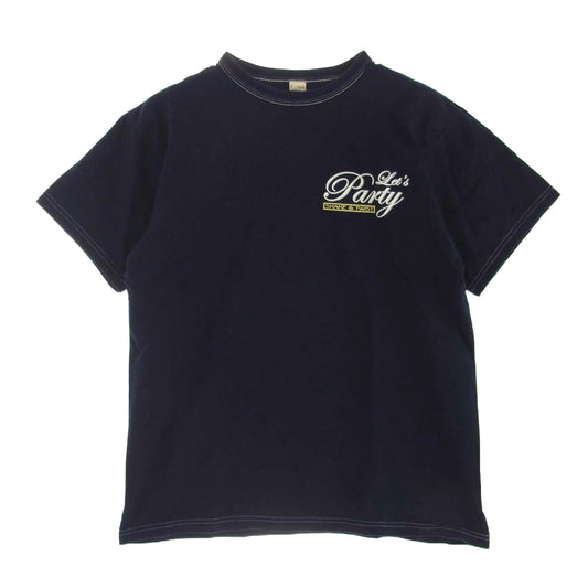 THE FLAT HEAD ザフラットヘッド Let's Party ロゴ 半袖 Tシャツ ネイビー系 40【中古】