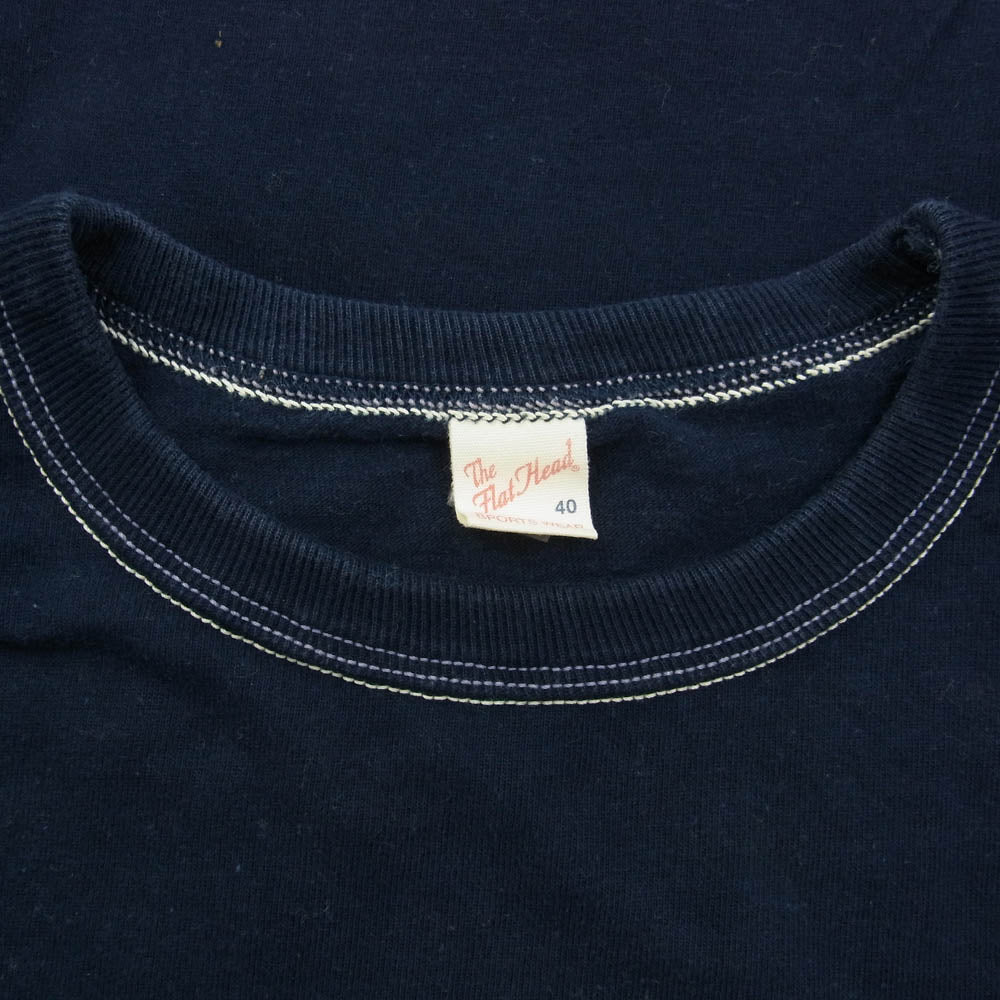 THE FLAT HEAD ザフラットヘッド Let's Party ロゴ 半袖 Tシャツ ネイビー系 40【中古】
