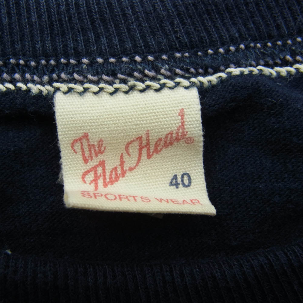 THE FLAT HEAD ザフラットヘッド Let's Party ロゴ 半袖 Tシャツ ネイビー系 40【中古】