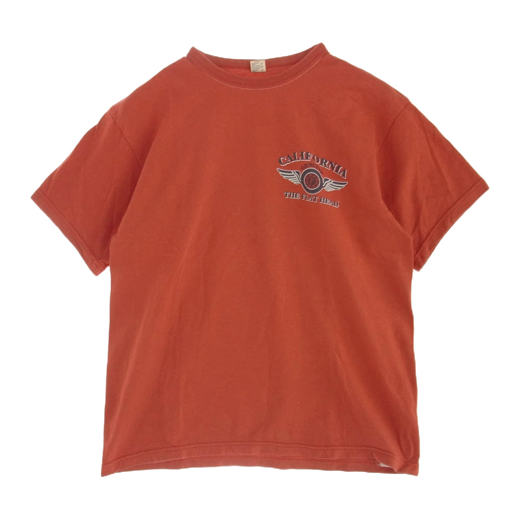 THE FLAT HEAD ザフラットヘッド CALIFORNIA ロゴ 半袖 Tシャツ レッド レッド系 40【中古】