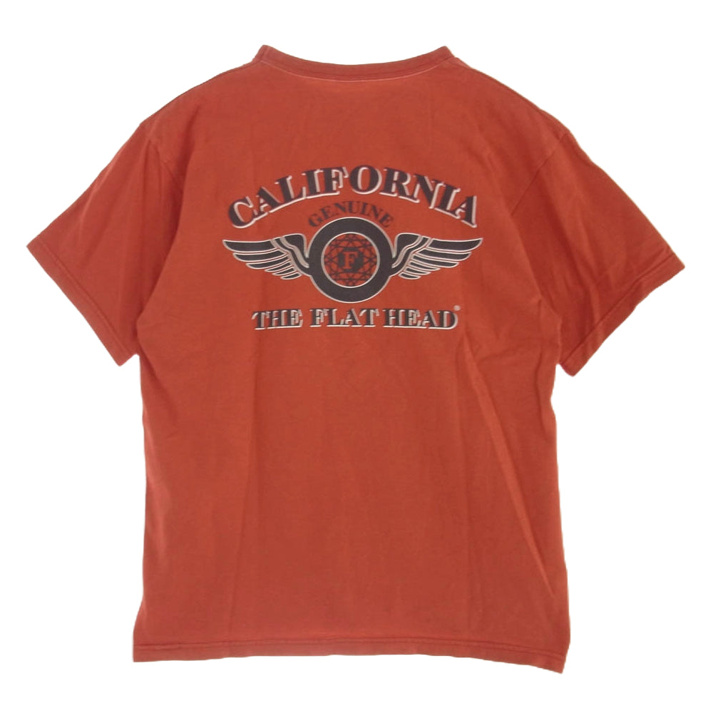 THE FLAT HEAD ザフラットヘッド CALIFORNIA ロゴ 半袖 Tシャツ レッド レッド系 40【中古】