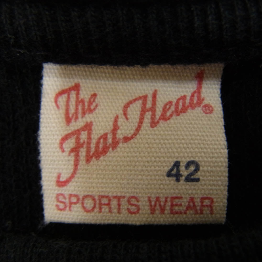 THE FLAT HEAD ザフラットヘッド クルーネック サーマル 長袖 ロングスリーブ Tシャツ ブラック系 42【中古】