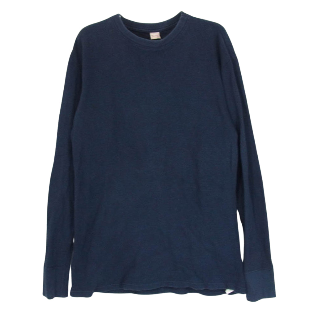THE FLAT HEAD ザフラットヘッド クルーネック サーマル カットソー 長袖 Tシャツ ネイビー系 42【中古】