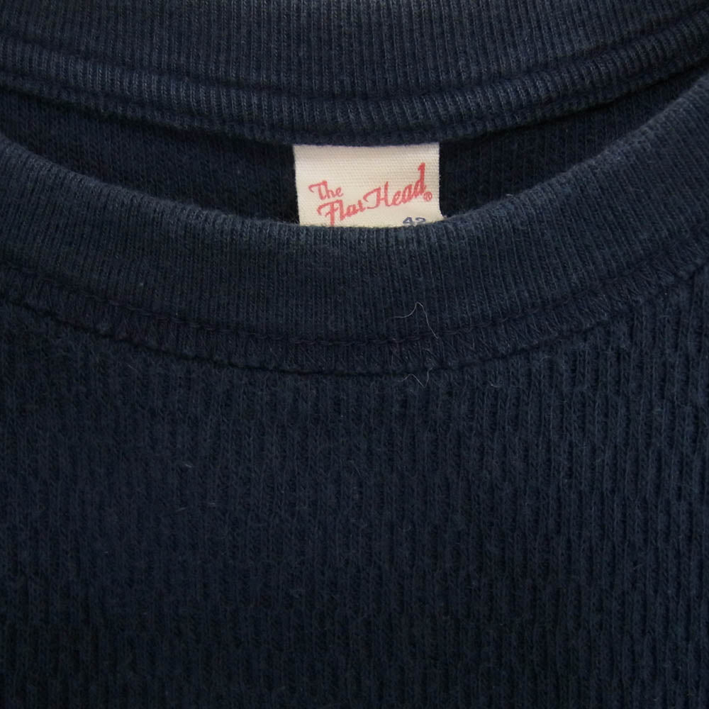 THE FLAT HEAD ザフラットヘッド クルーネック サーマル カットソー 長袖 Tシャツ ネイビー系 42【中古】