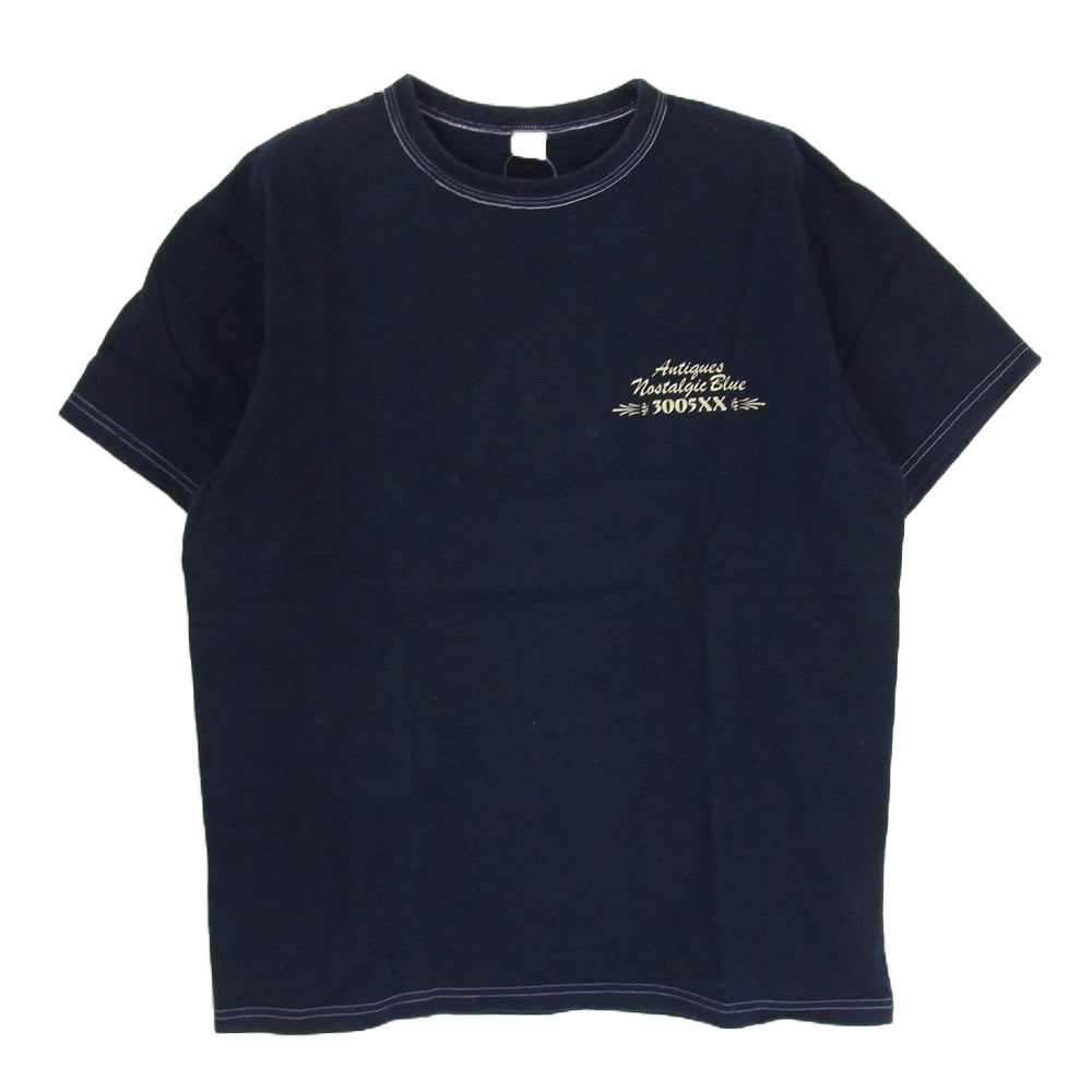 THE FLAT HEAD ザフラットヘッド Remember When ロゴ 半袖 Tシャツ ネイビー系 40【中古】