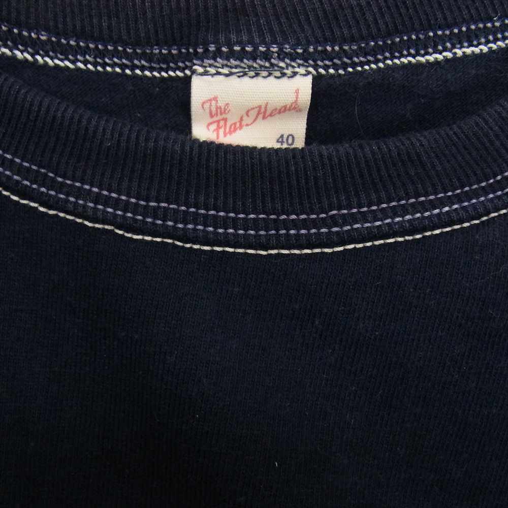 THE FLAT HEAD ザフラットヘッド Remember When ロゴ 半袖 Tシャツ ネイビー系 40【中古】