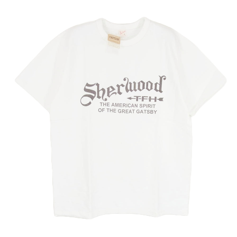 THE FLAT HEAD ザフラットヘッド Sherwood ロゴ 半袖 Tシャツ ホワイト系 40【中古】