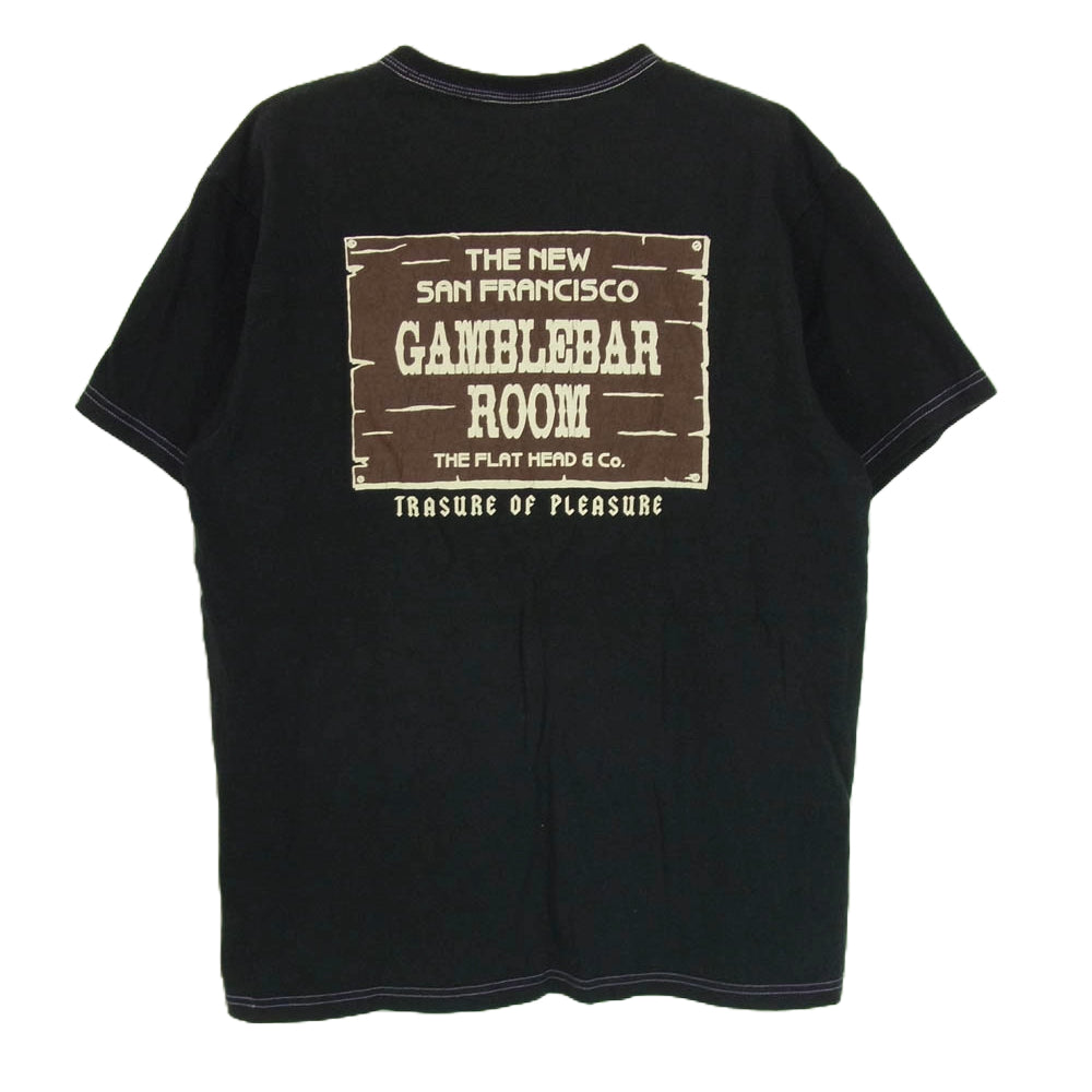 THE FLAT HEAD ザフラットヘッド GAMBLEBAR ROOM ロゴ 半袖 Tシャツ ブラック ブラック系 40【中古】