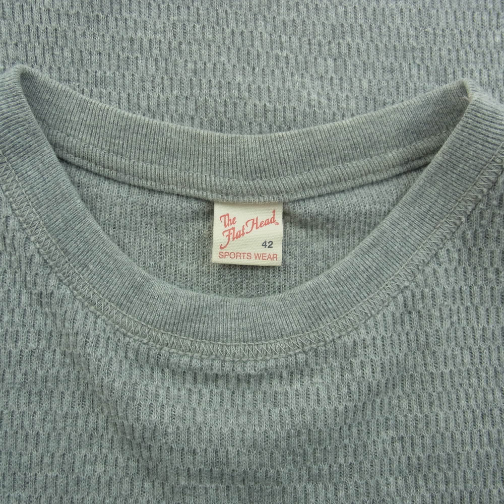 THE FLAT HEAD ザフラットヘッド クルーネック サーマル 長袖 Tシャツ グレー系 42【中古】