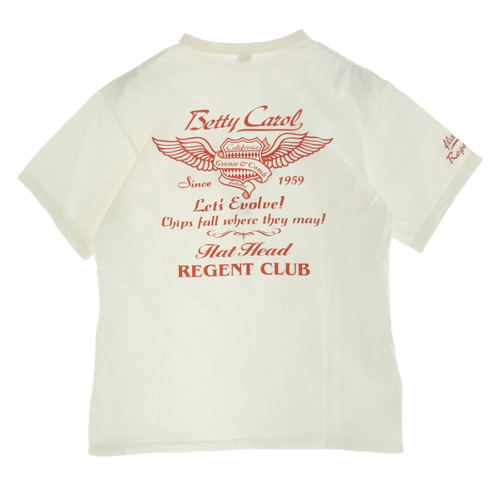 THE FLAT HEAD ザフラットヘッド Betty Carol ロゴ プリント 半袖 Tシャツ ホワイト ホワイト系 40【中古】