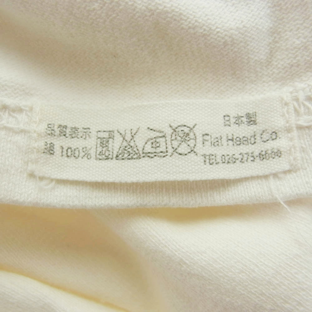 THE FLAT HEAD ザフラットヘッド Black Mint ブラック ミント ロゴ 半袖 Tシャツ ホワイト系 40【中古】