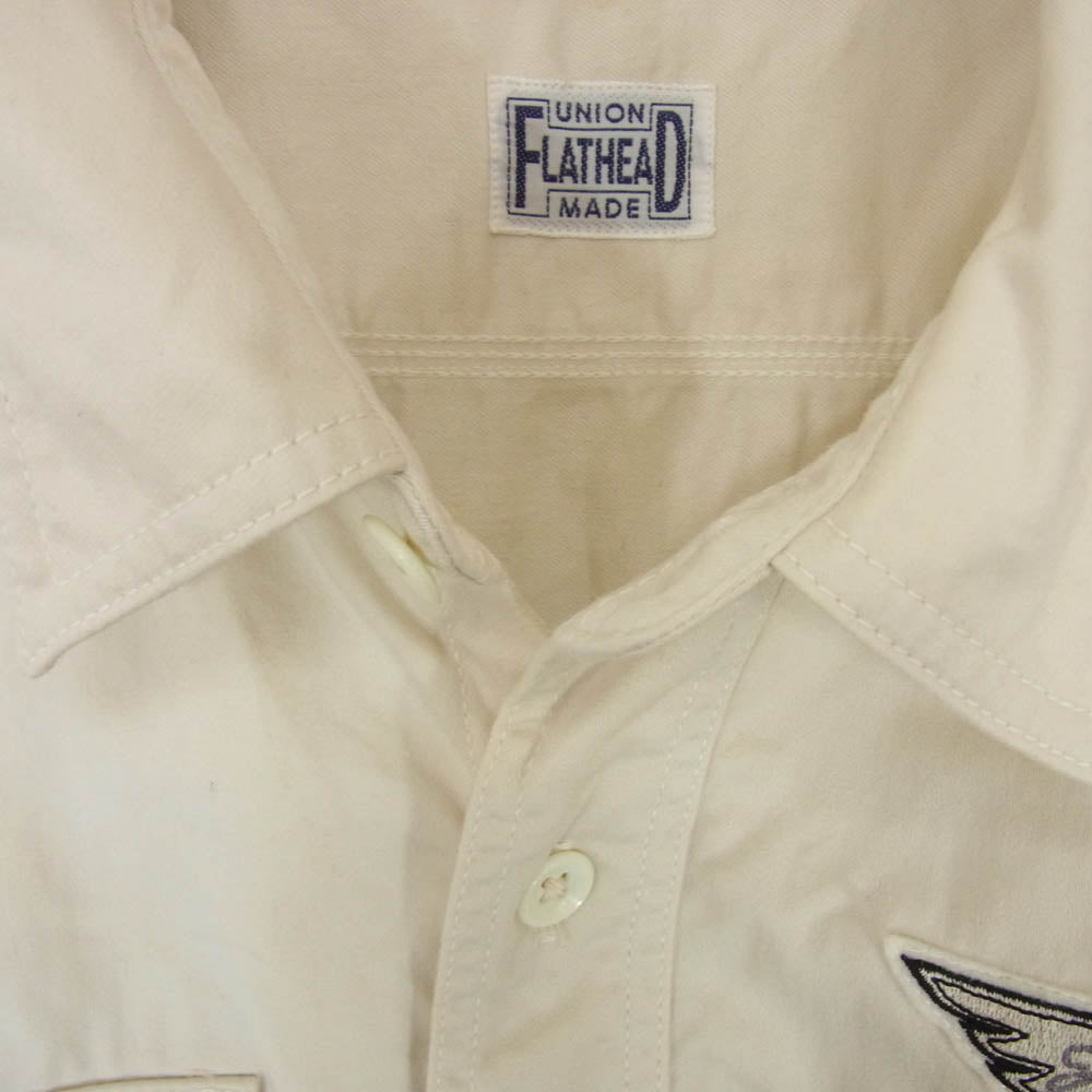 THE FLAT HEAD ザフラットヘッド UNION MADE ワッペン 長袖 シャツ オフホワイト系 40【中古】