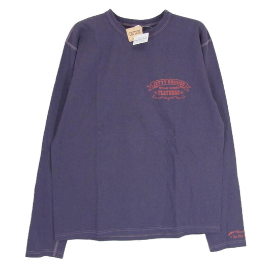THE FLAT HEAD ザフラットヘッド GLORY PARK グローリーパーク JETTY HAMMER パック プリント ロゴ カットソー 長袖 Tシャツ 紫 40【美品】【中古】