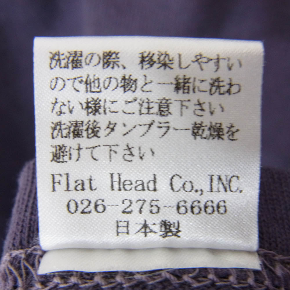 THE FLAT HEAD ザフラットヘッド GLORY PARK グローリーパーク JETTY HAMMER パック プリント ロゴ カットソー 長袖 Tシャツ 紫 40【美品】【中古】