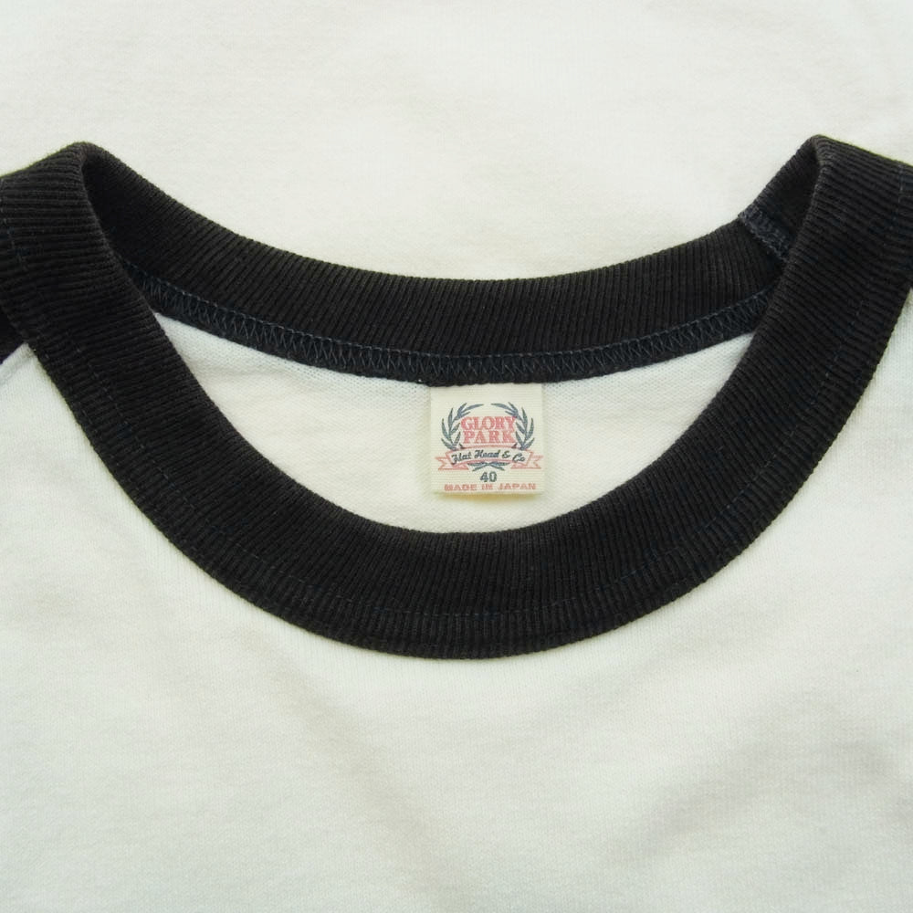 THE FLAT HEAD ザフラットヘッド Monster's garage ロゴ ラグラン Tシャツ ホワイト系 ブラック系 40【中古】