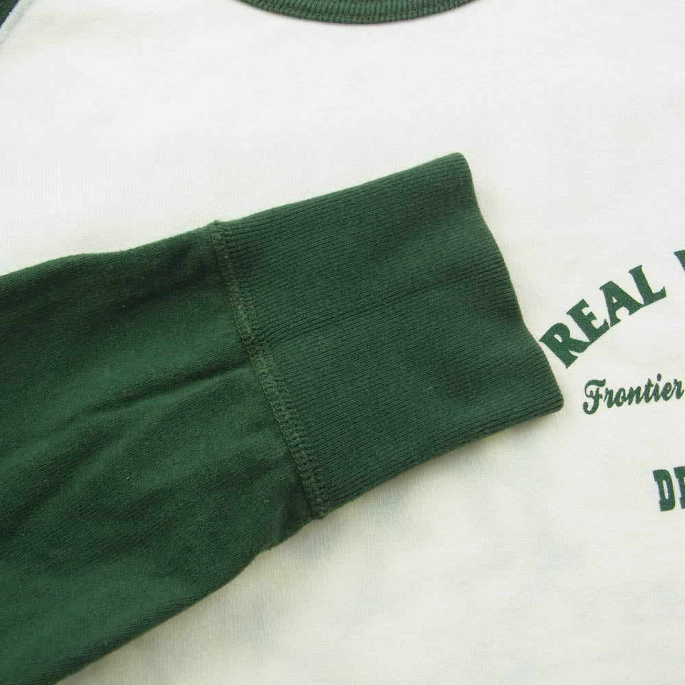 THE FLAT HEAD ザフラットヘッド GLORY PARK グローリーパーク REAL WESTERN ロゴ ラングラン Tシャツ グリーン ホワイト系 グリーン系 40【中古】