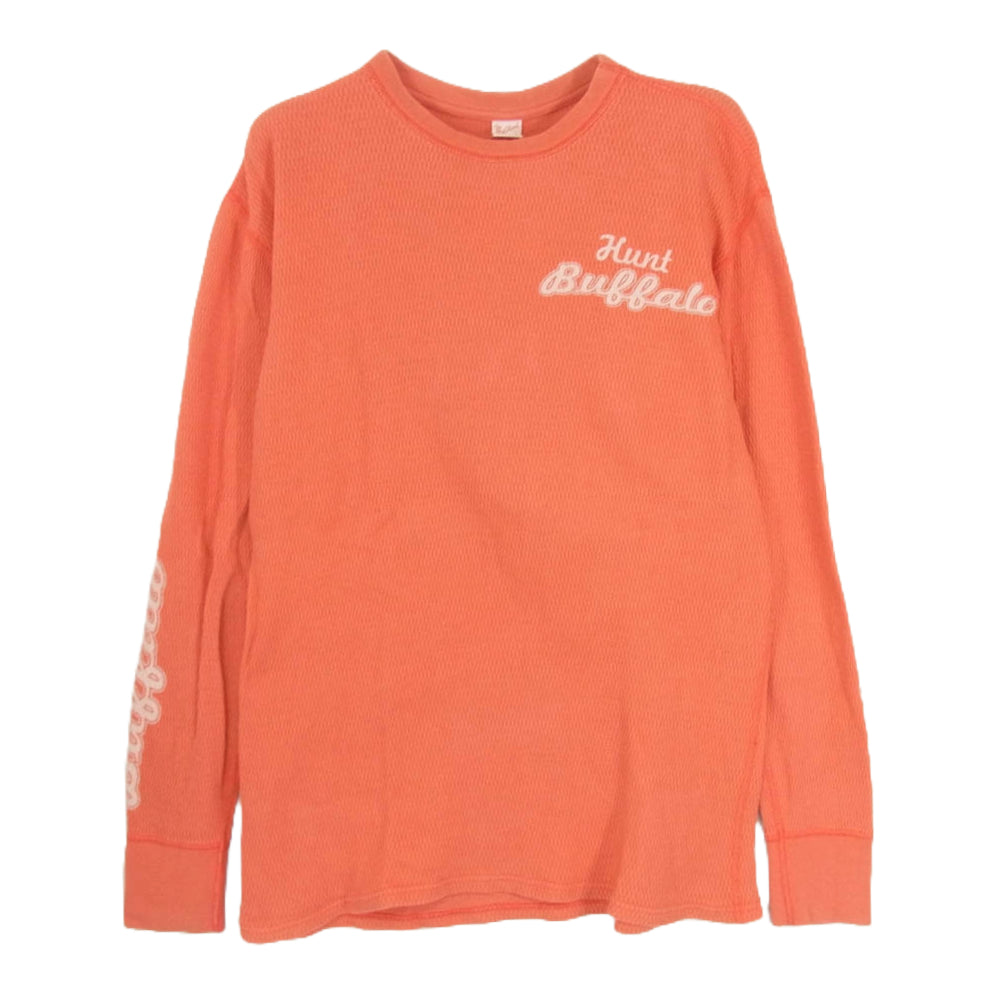 THE FLAT HEAD ザフラットヘッド プリント 長袖 Tシャツ クルーネック サーマル カットソー レッド系 42【中古】