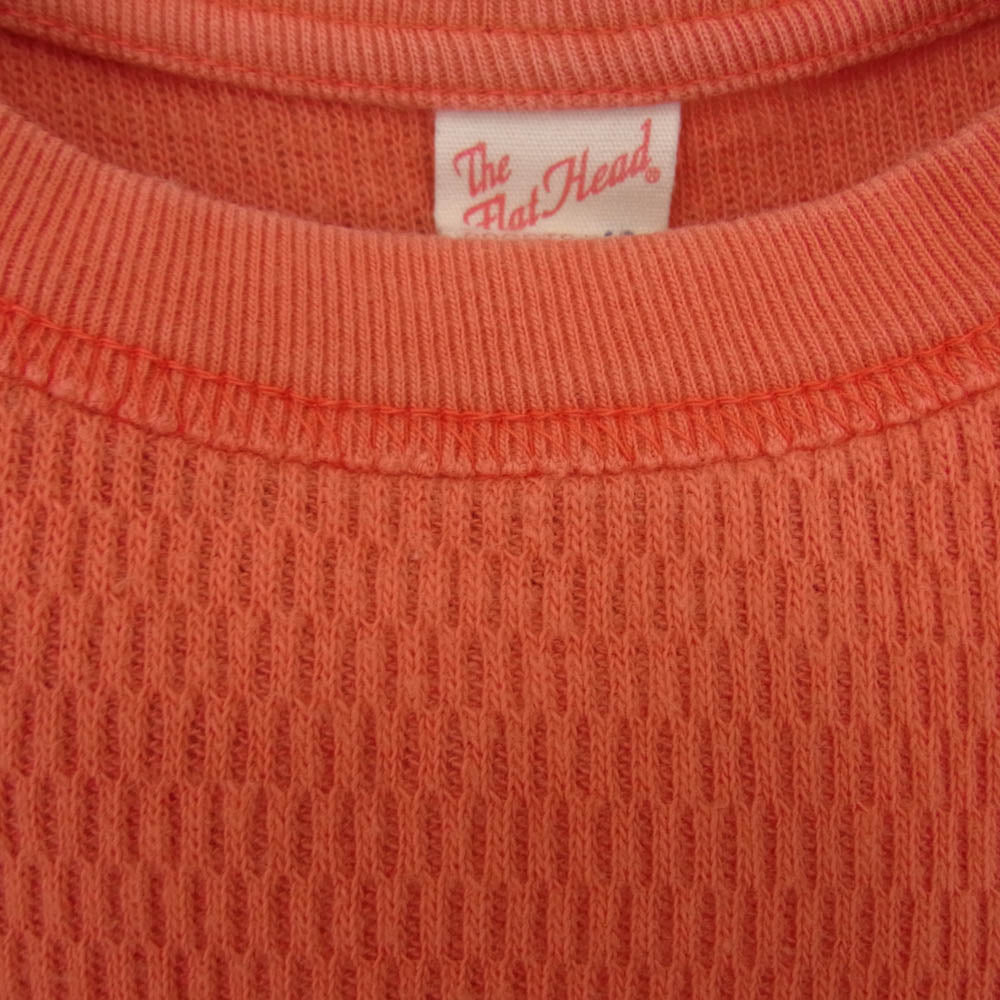 THE FLAT HEAD ザフラットヘッド プリント 長袖 Tシャツ クルーネック サーマル カットソー レッド系 42【中古】