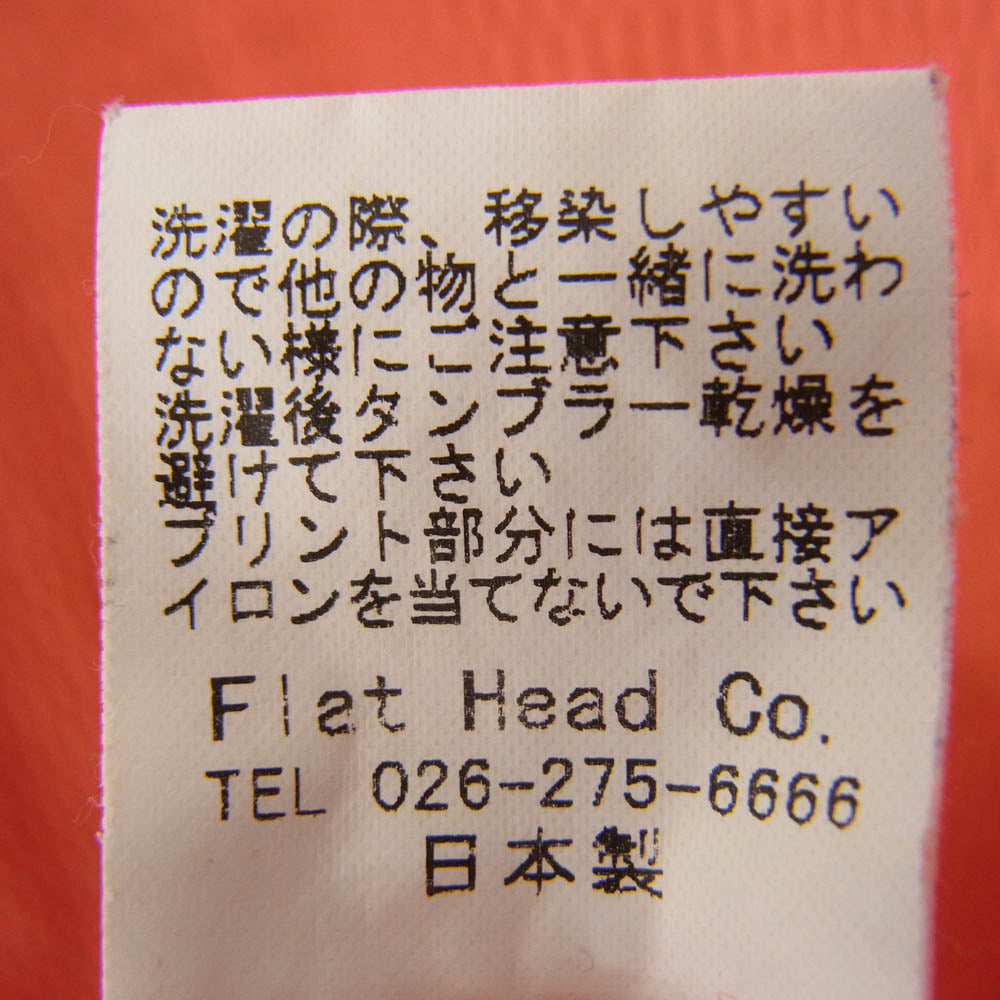 THE FLAT HEAD ザフラットヘッド プリント 長袖 Tシャツ クルーネック サーマル カットソー レッド系 42【中古】
