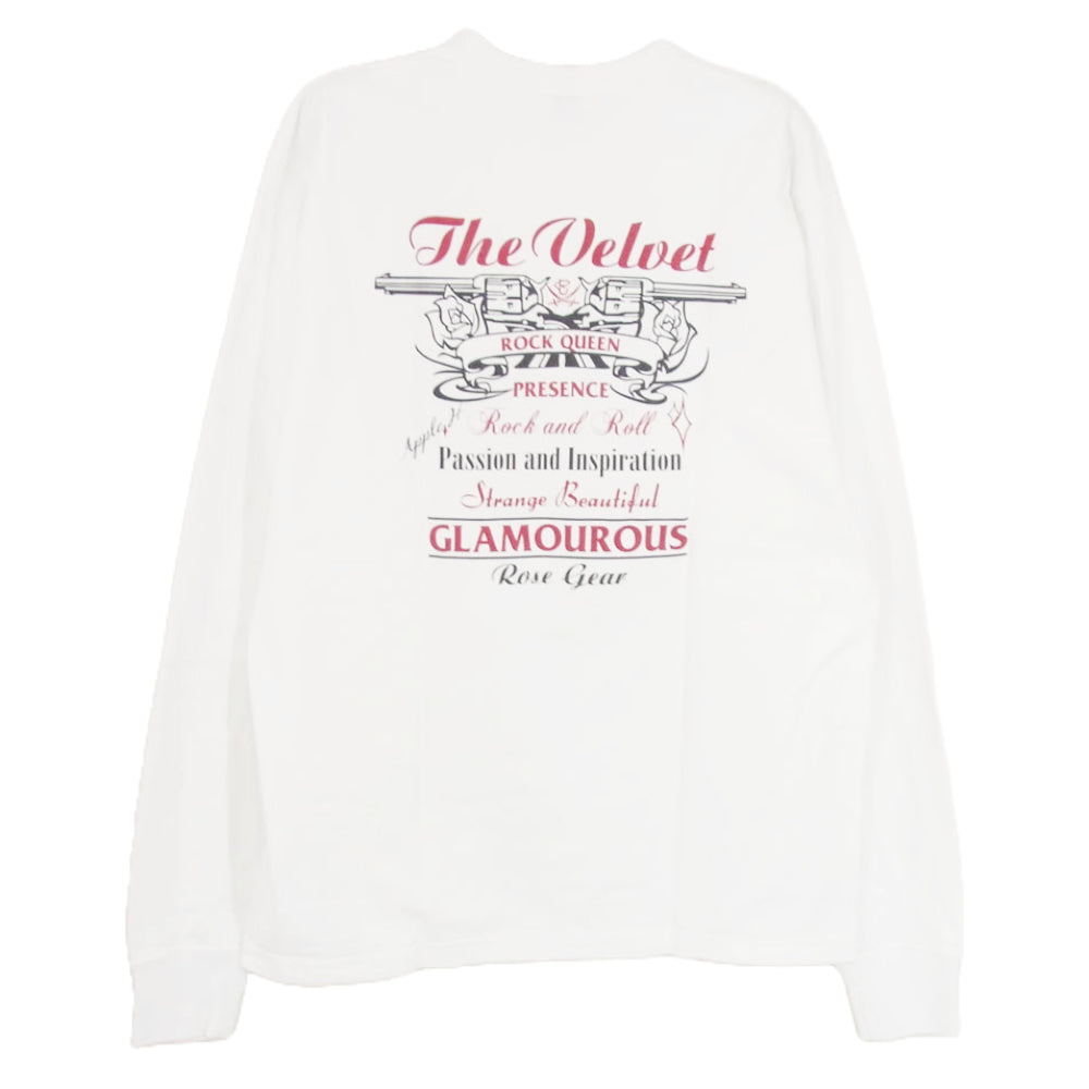 R.J.B アールジェイビー プリント ロングスリーブ 長袖 Tシャツ カットソー ホワイト系 40【極上美品】【中古】