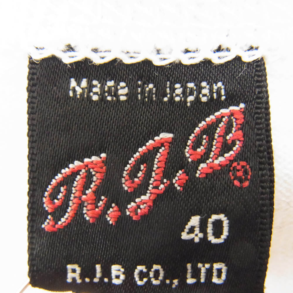 R.J.B アールジェイビー プリント ロングスリーブ 長袖 Tシャツ カットソー ホワイト系 40【極上美品】【中古】